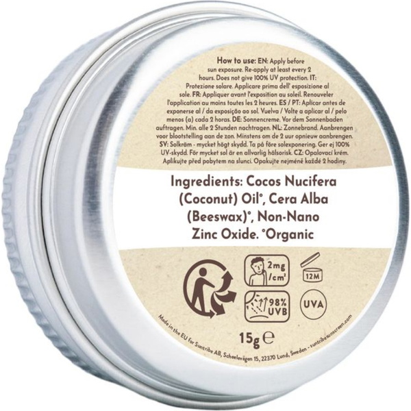 2026 Suntribe Organic Mineral Mini Zinc Tin SPF 50 STZTM - White